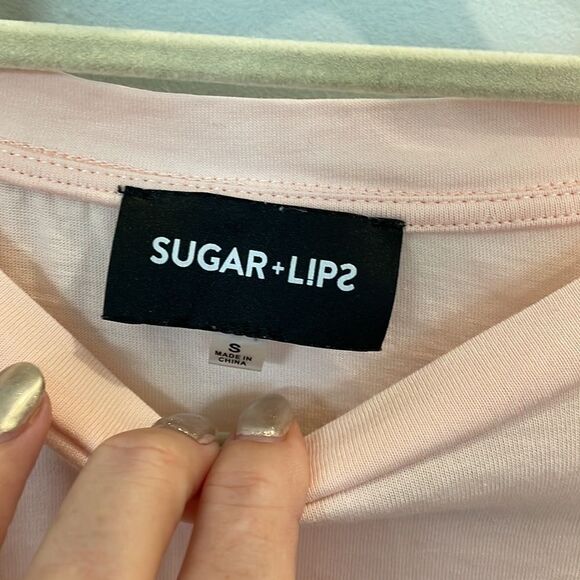 Sugar lips peach eyelet sleeve mini dress - Picture 4 of 6